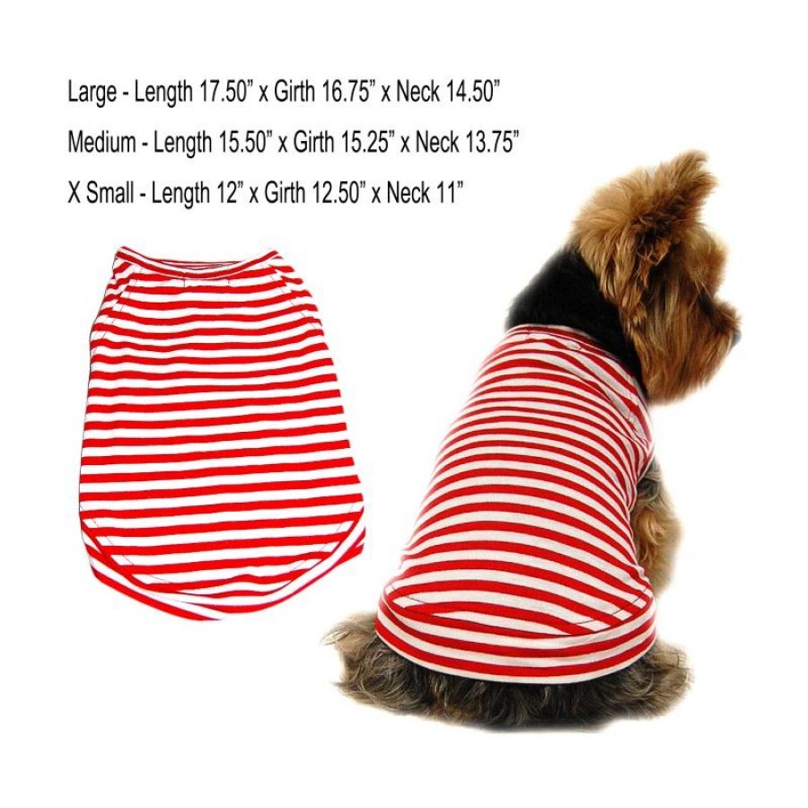 Red pullover stripe dog tshirt